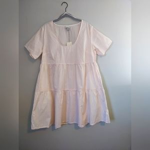 Peach and white stripes babydoll dress